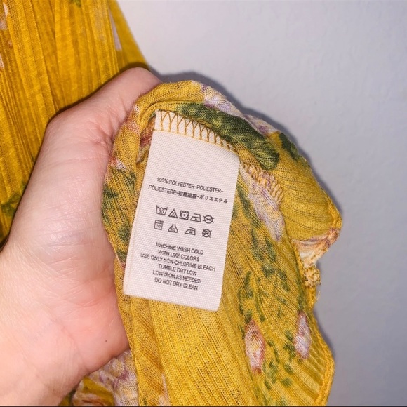 Free People Mirage yellow floral tube top flounce smocked size XS - Picture 11 of 15